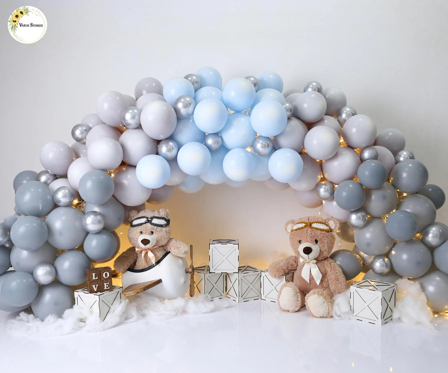 Blue Teddy -5x7 Feet Fabric Printed Backdrop