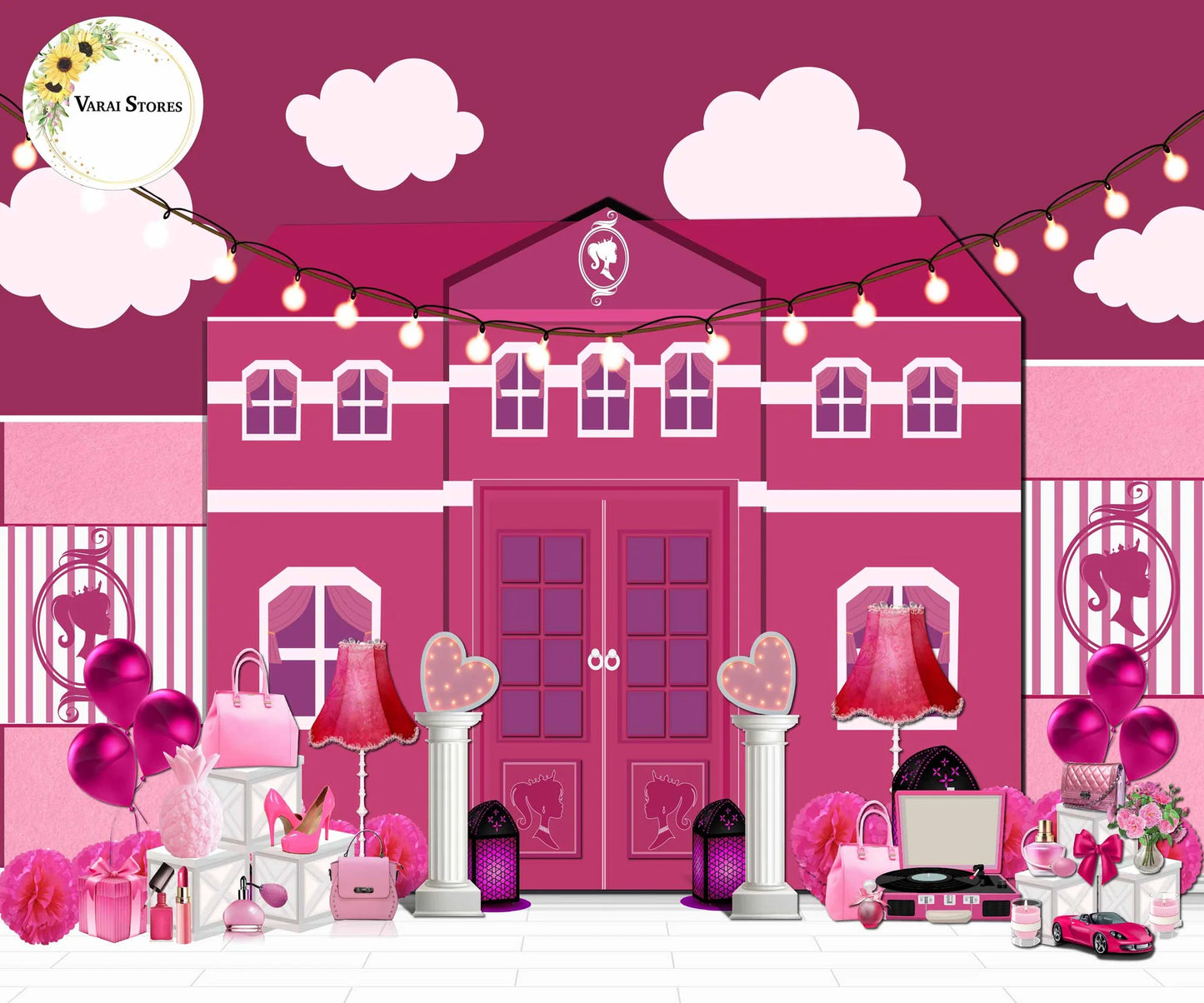 Barbie Type-1 -5x7 Feet Fabric Printed Backdrop