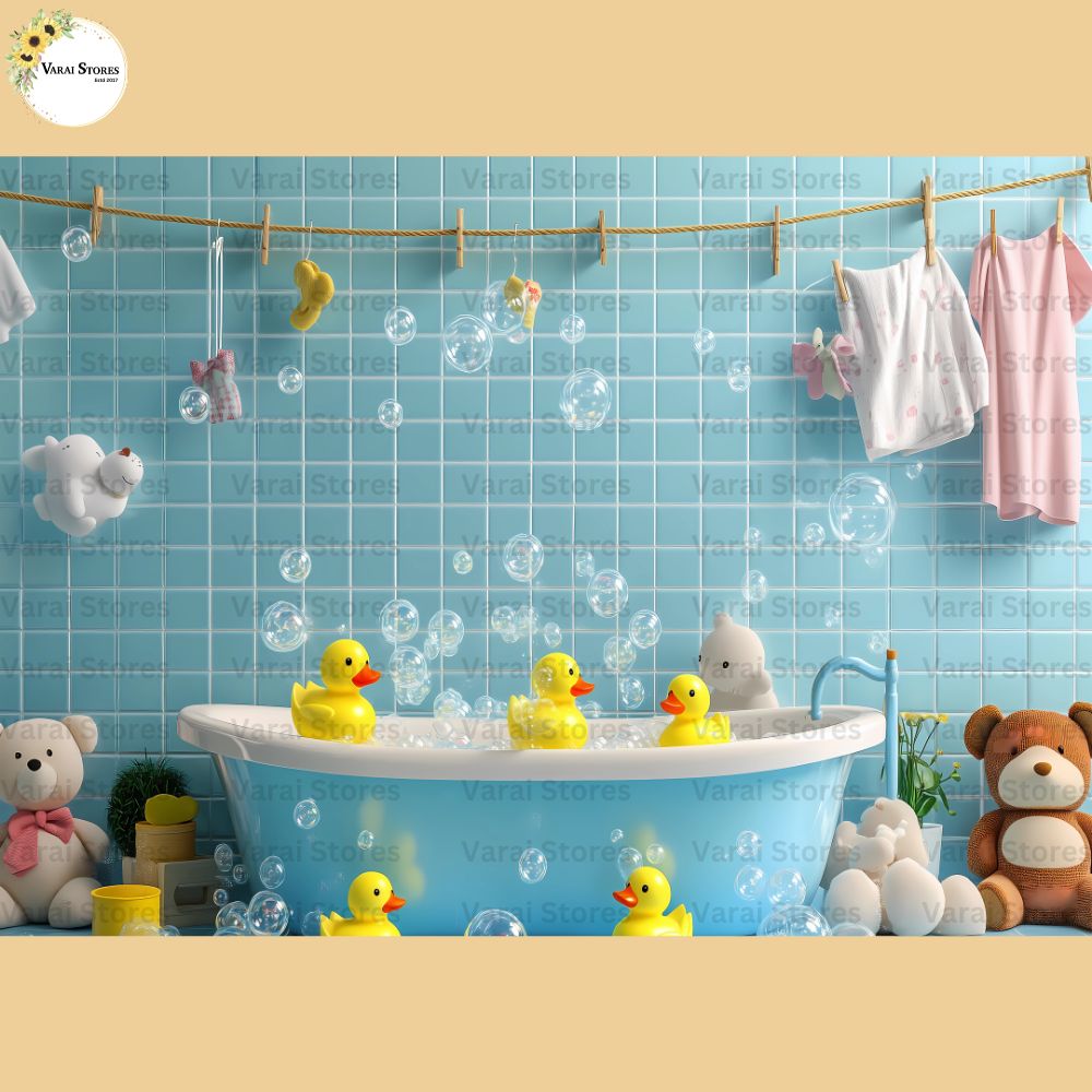 Baby Duck Bath - Baby Printed Backdrops (5x7) feet