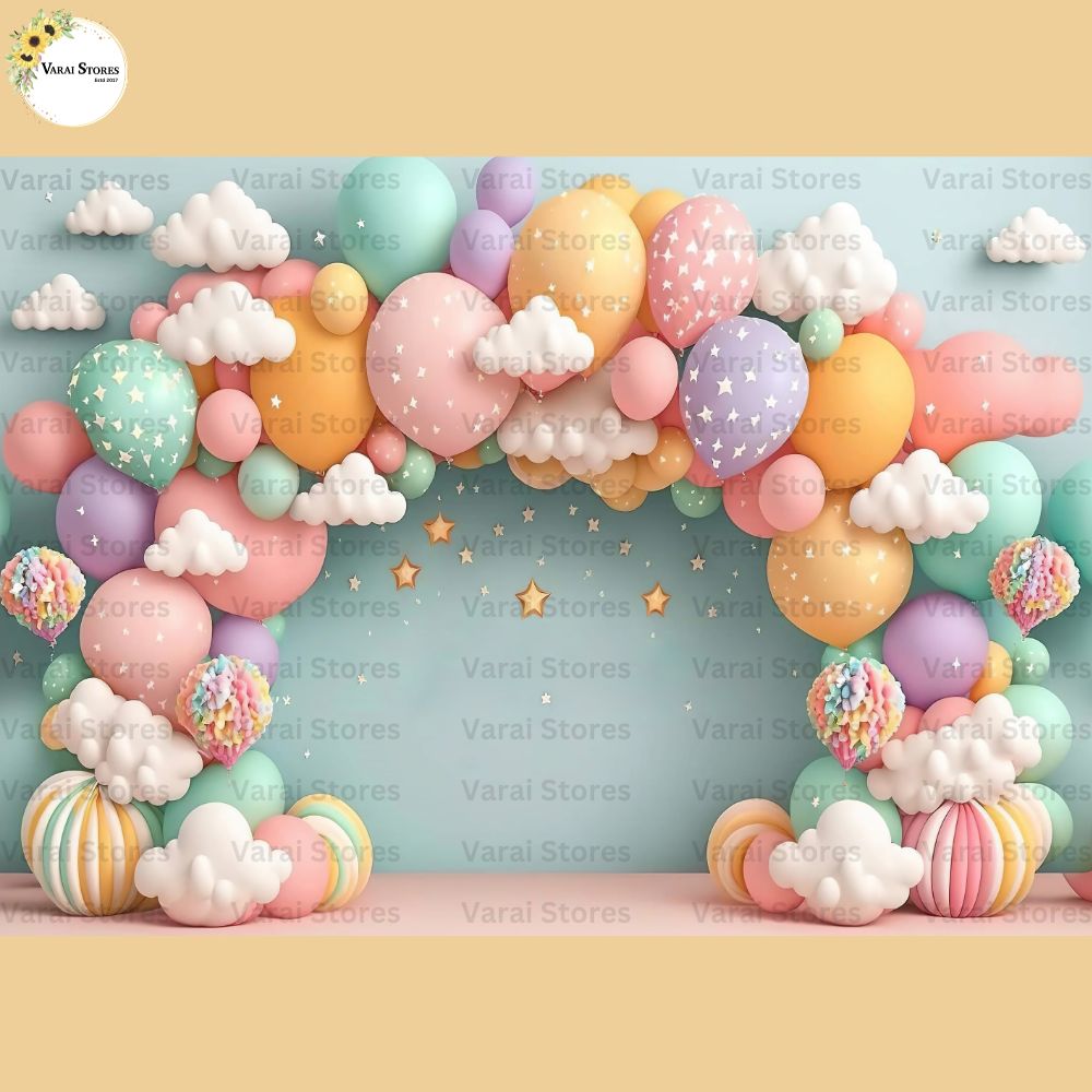 RAINBOW BALLOON - BABY PRINTED BACKDROP