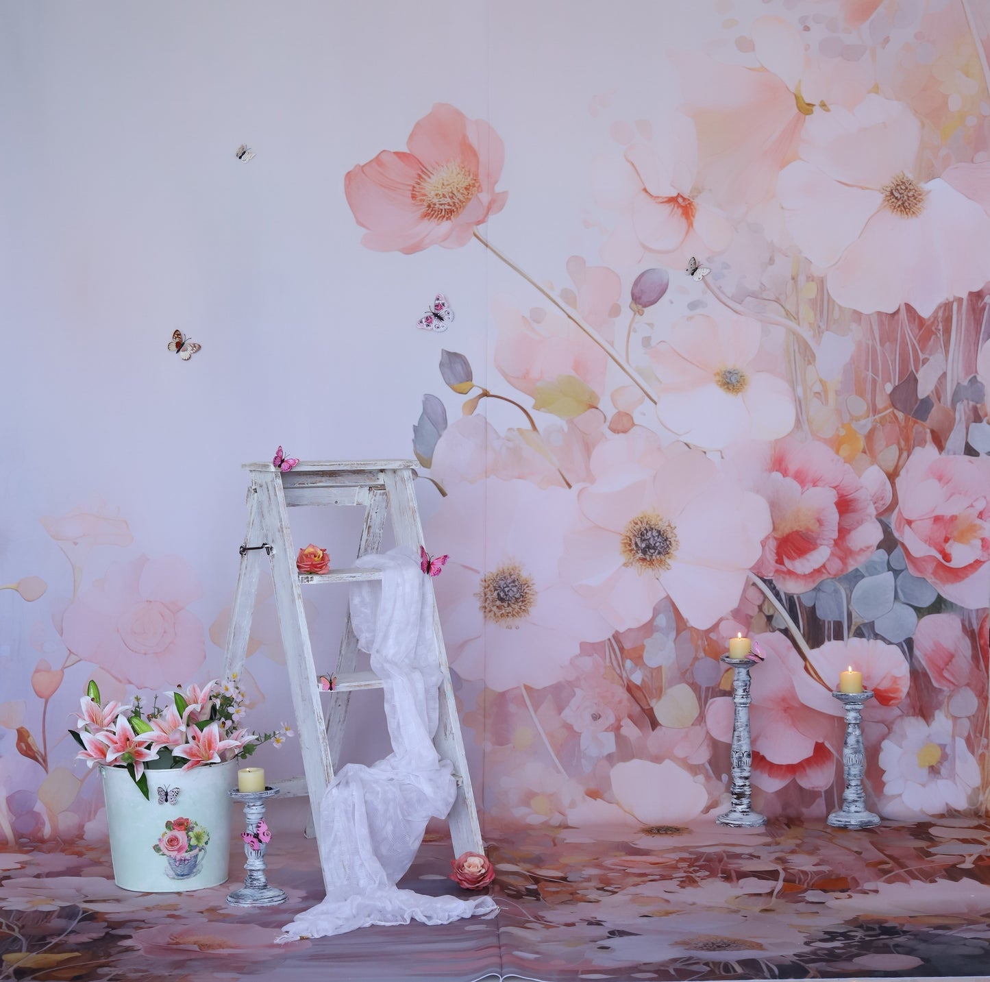 FLORAL FLOWERS MATERNITY BACK DROP 8*12