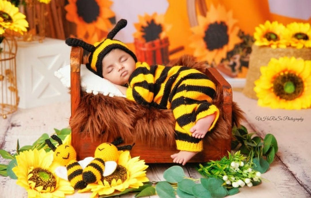 HONEY BEE ROMPER WITH CAP (0-3 MONTHS)