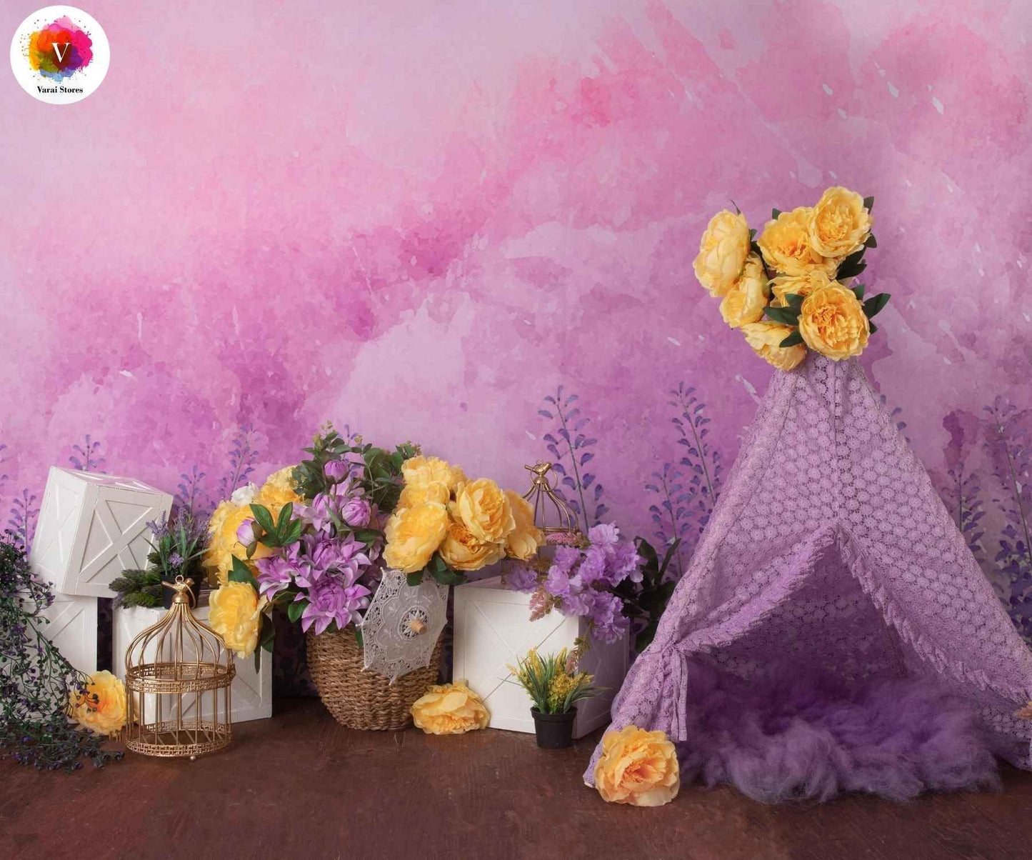 Floral Purple Field 5×7 Feet Fabric Printed Backdrop