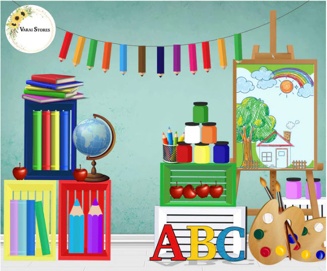 Artist School Teal 5×7 Feet Fabric Printed Backdrop