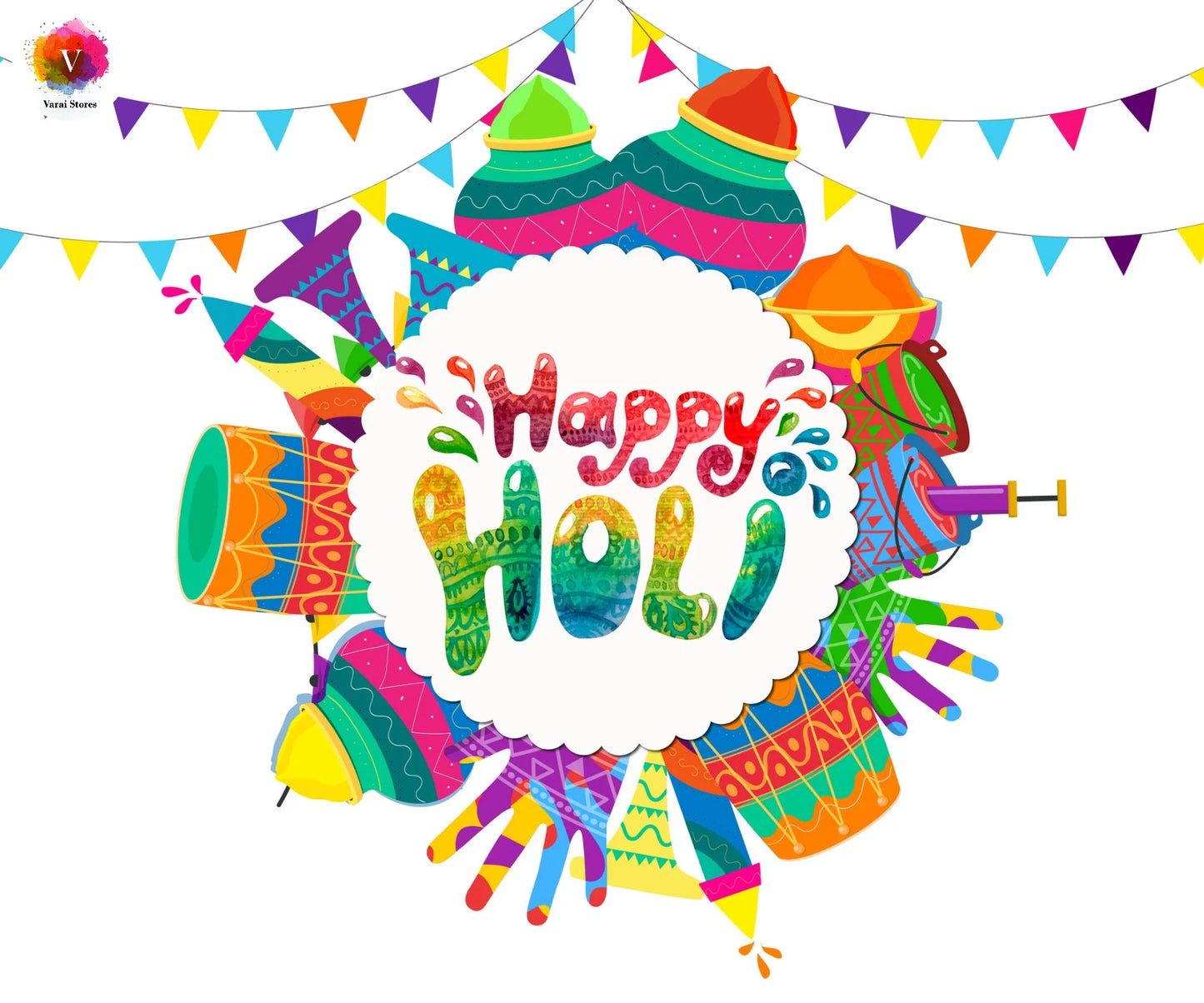 HOLI Fabric-5x7 Feet Fabric Printed Backdrop