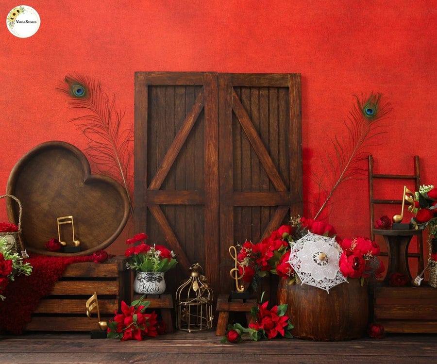 HEARTLAND - RED 5X7 FEET FABRIC PRINTED BACKDROP