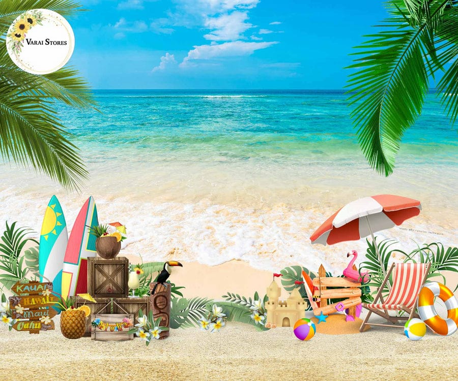 BEACH VIBES 5X7 FEET FABRIC PRINTED BACKDROP