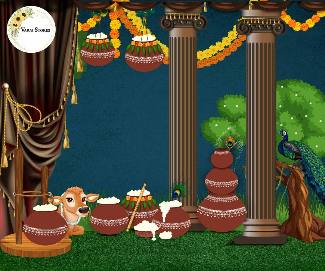 KRISHNA JAYANTHI 5X7 FEET FABRIC PRINTED BACKDROP