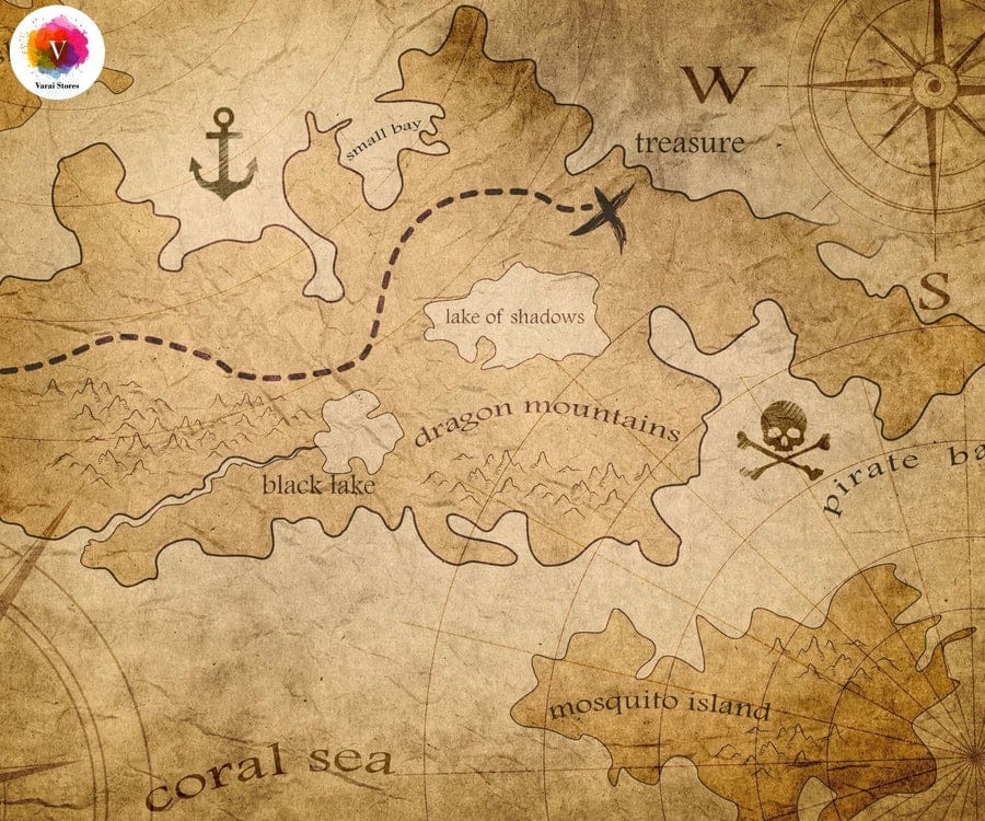 PIRATE MAP 5X7 FEET FABRIC PRINTED BACKDROP