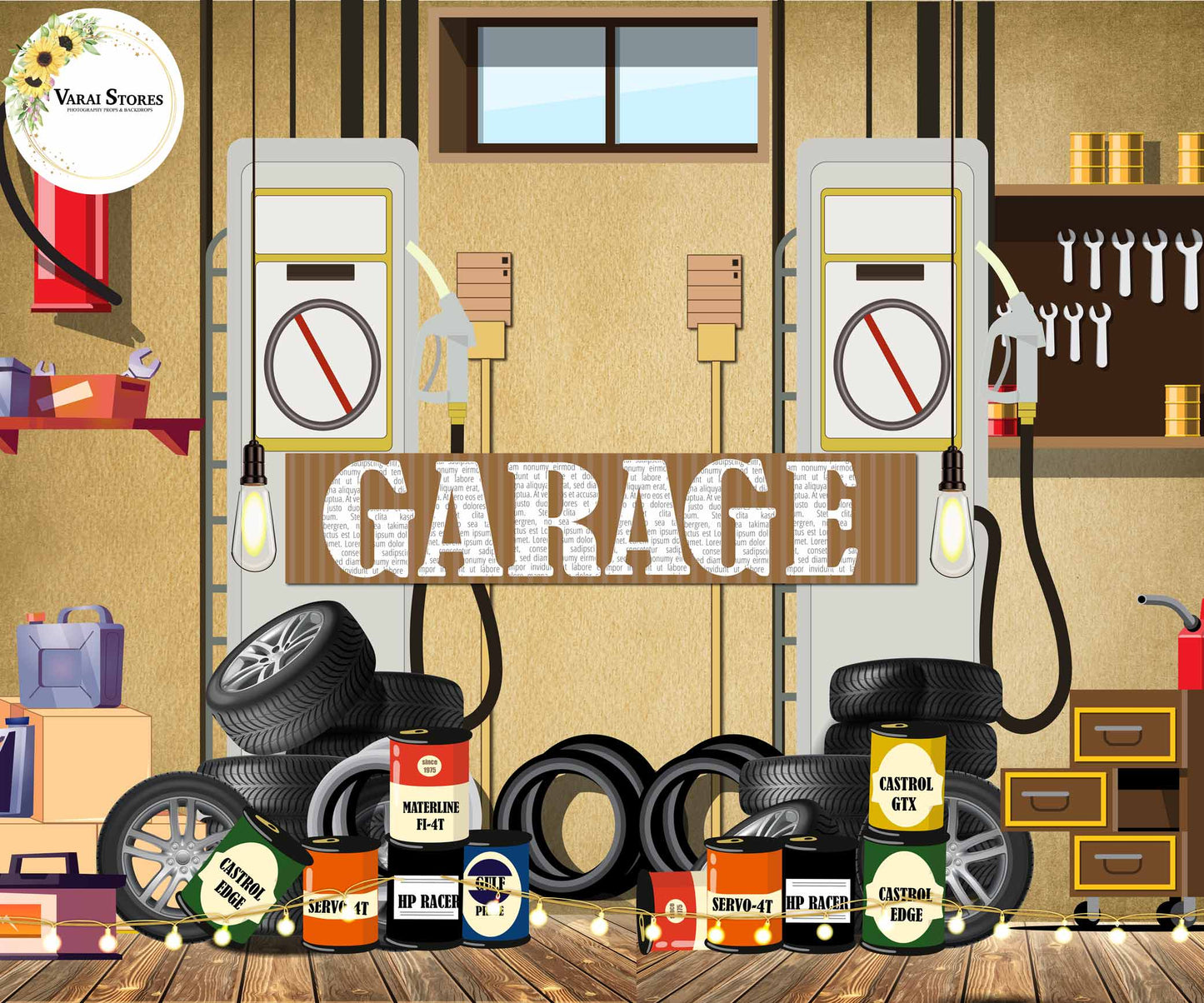 Garage 5×7 Feet Fabric Printed Backdrop