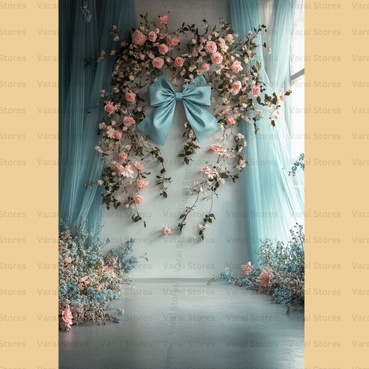 Blue Bow - Printed Lifestyle  Backdrop- 8x12 feet
