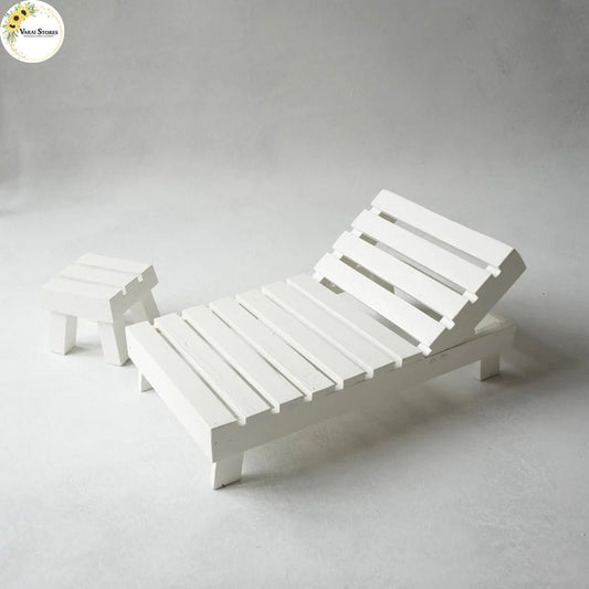 BEACH BENCH WHITE WITH STOOL