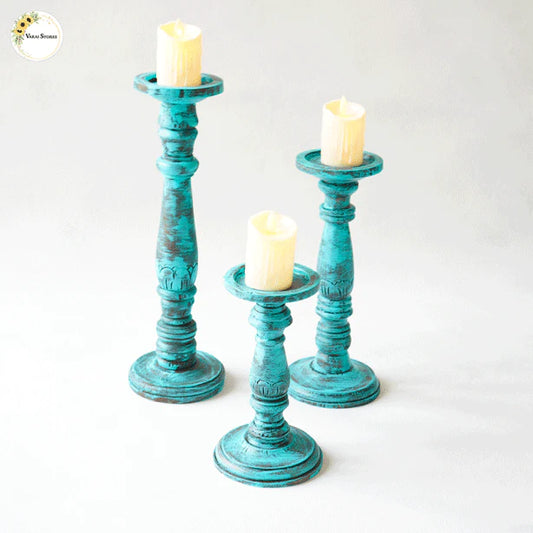 CANDLES SET OF 4 TEAL