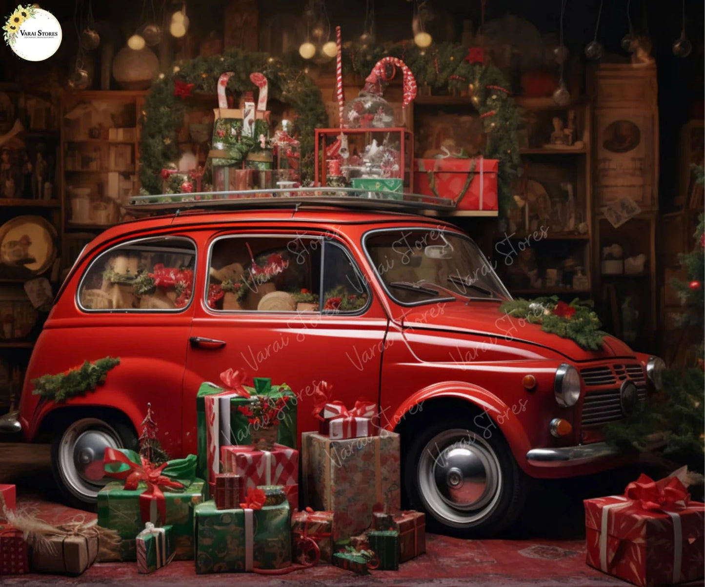 CHRISTMASS CAR 5*7 BACK DROP