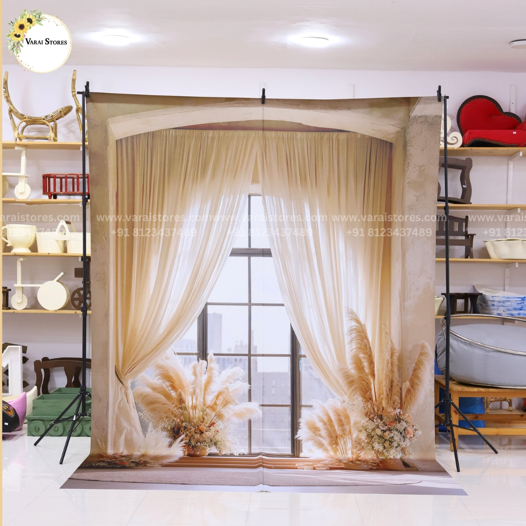 Cream curtain  - Printed Lifestyle Backdrop - 8x12 feet