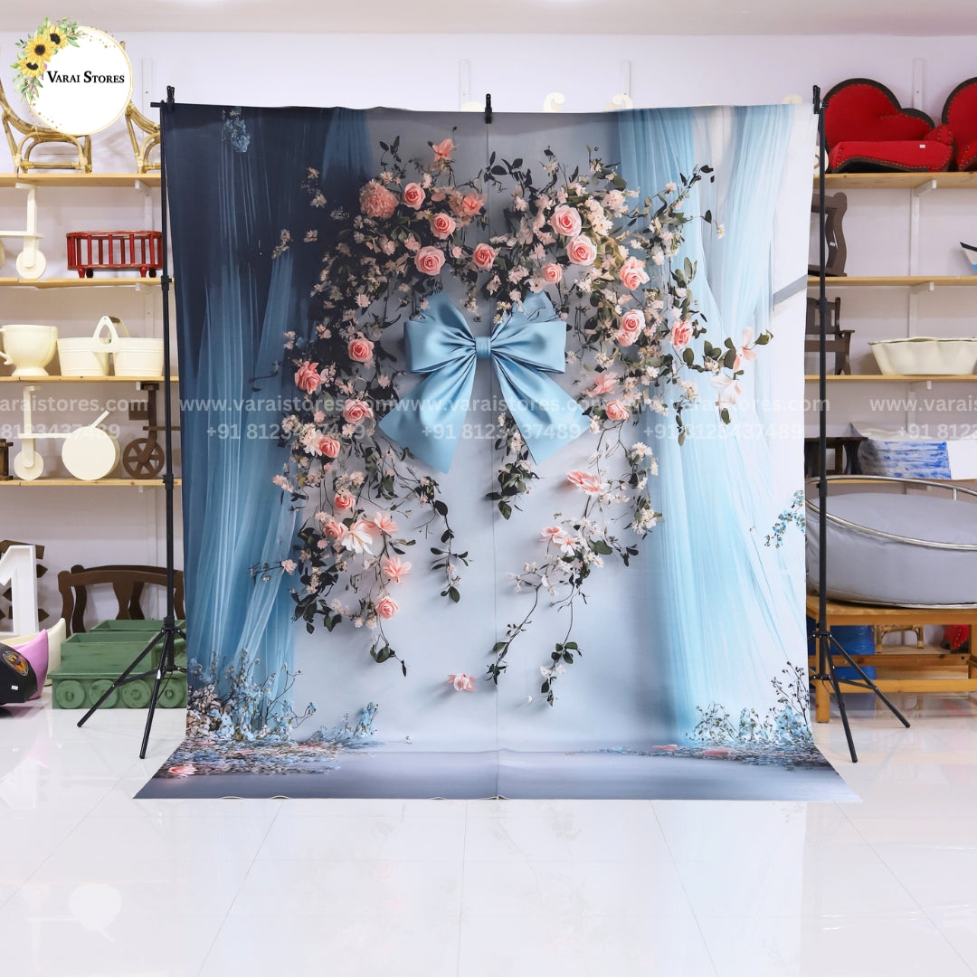 Blue Bow - Printed Lifestyle  Backdrop- 8x12 feet