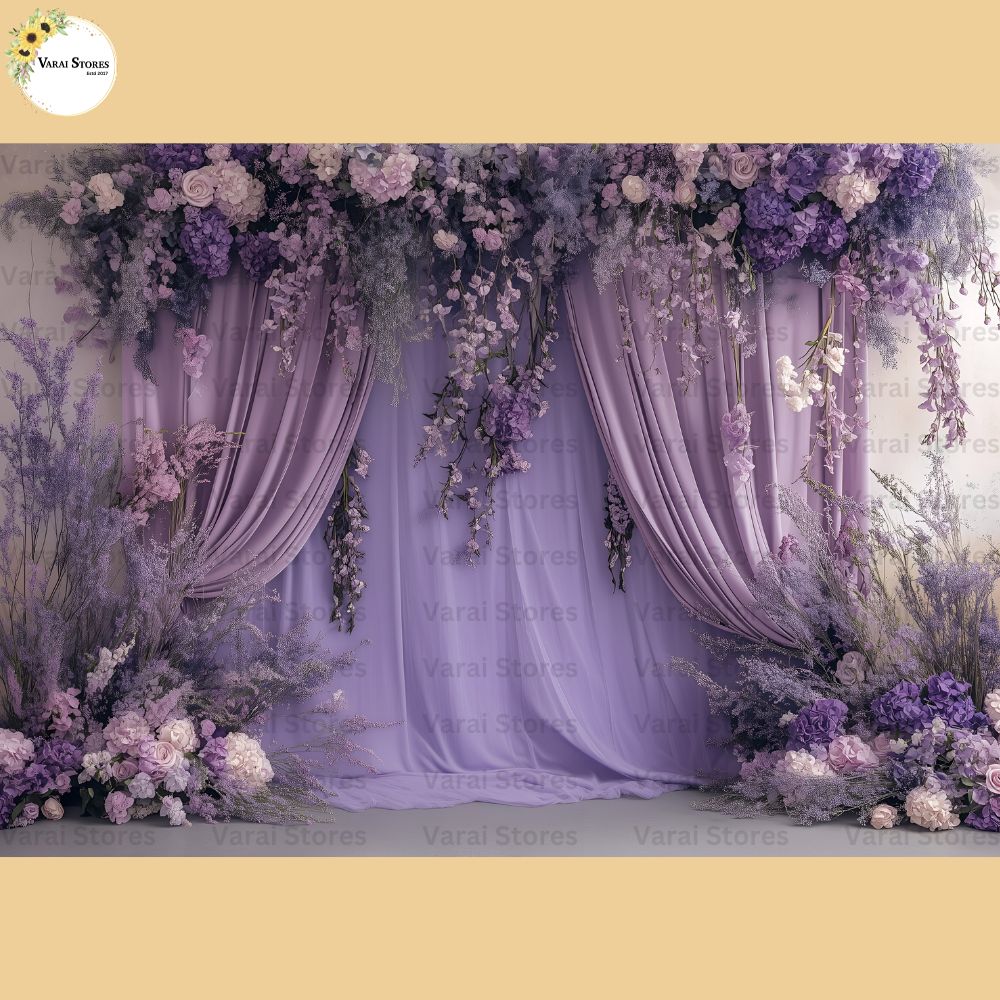 Lavender Rose Drapes - Baby Printed Backdrops  - 8x12 Feet