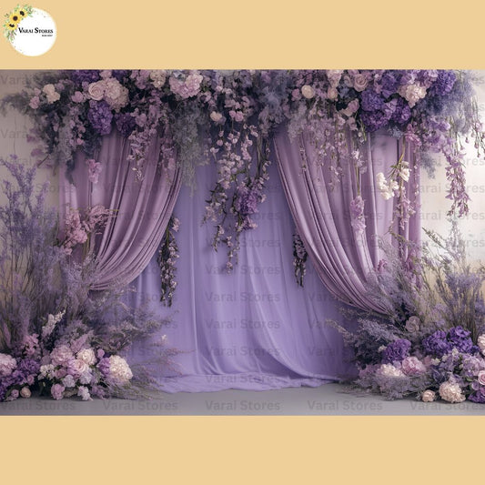 Lavender Rose Drapes - Baby Printed Backdrops  - 8x12 Feet