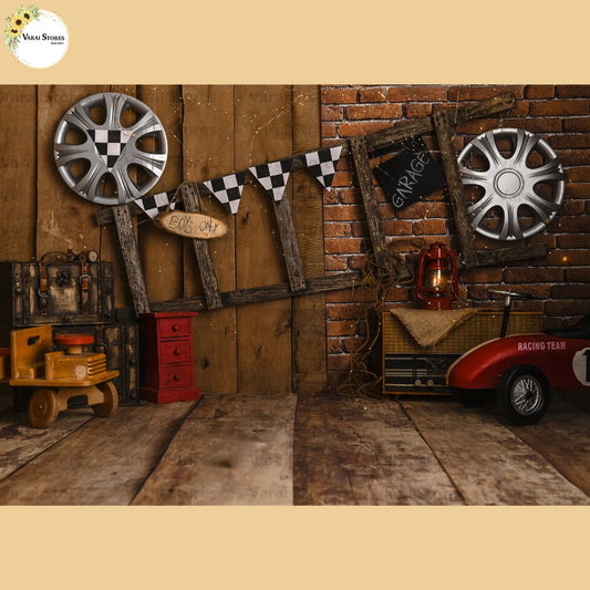 Vintage Garage -   Baby Printed Backdrops  (5x7) feet