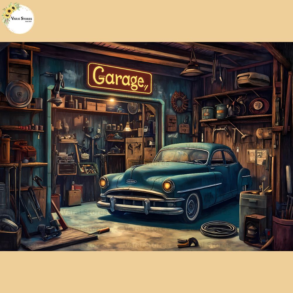 Car Garage (Type-2)   -  Baby Printed Backdrops  (5x7) feet