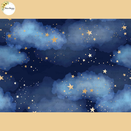 Blue Sky and Golden Stars   -   Baby Printed Backdrops  (5x7) feet