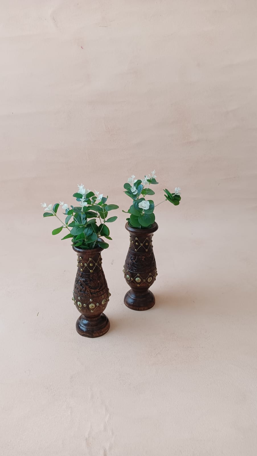 WOODEN FLOWER VASE SET OF 2