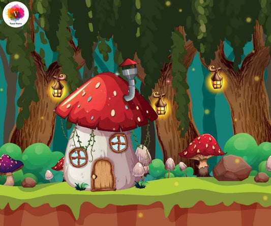 Mushroom land 5×7 Feet Fabric Printed Backdrop