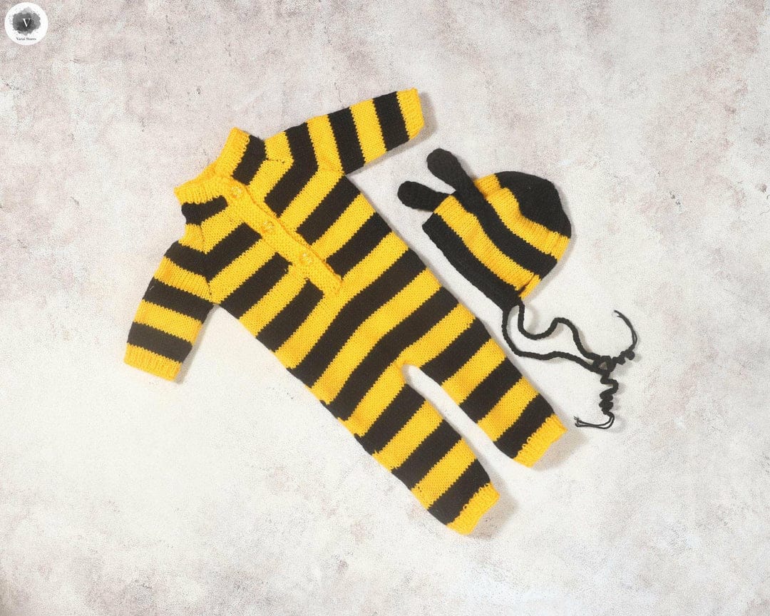 HONEY BEE ROMPER WITH CAP  (0-3 MONTHS)