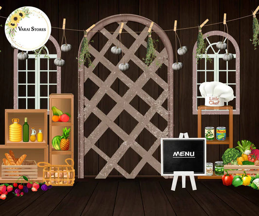 VINTAGE KITCHEN-5x7 Feet Fabric Printed Backdrop